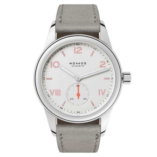 Montre NOMOS Club Campus mécanique fond saphir bracelet cuir gris 36 mm 709