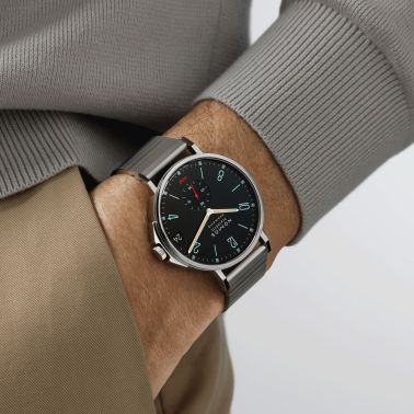 NOMOS Tangente Sport Neomatik 42 automatic watch date blue black dial steel bracelet 42 mm