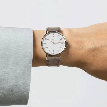 Montre NOMOS Tangente 33 duo mécanique bracelet cuir beige 32,8 mm 120