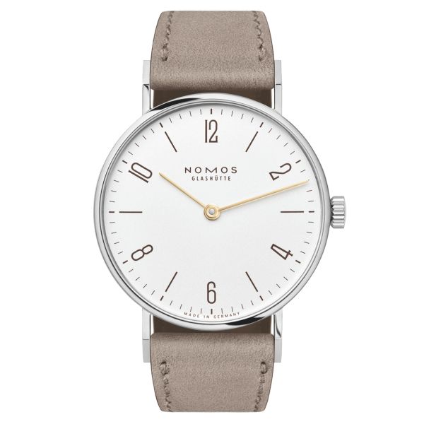 Montre NOMOS Tangente 33 duo mécanique bracelet cuir beige 32,8 mm 120