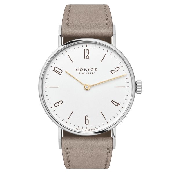 NOMOS Tangente 33 duo mechanical watch beige leather strap 32.8 mm