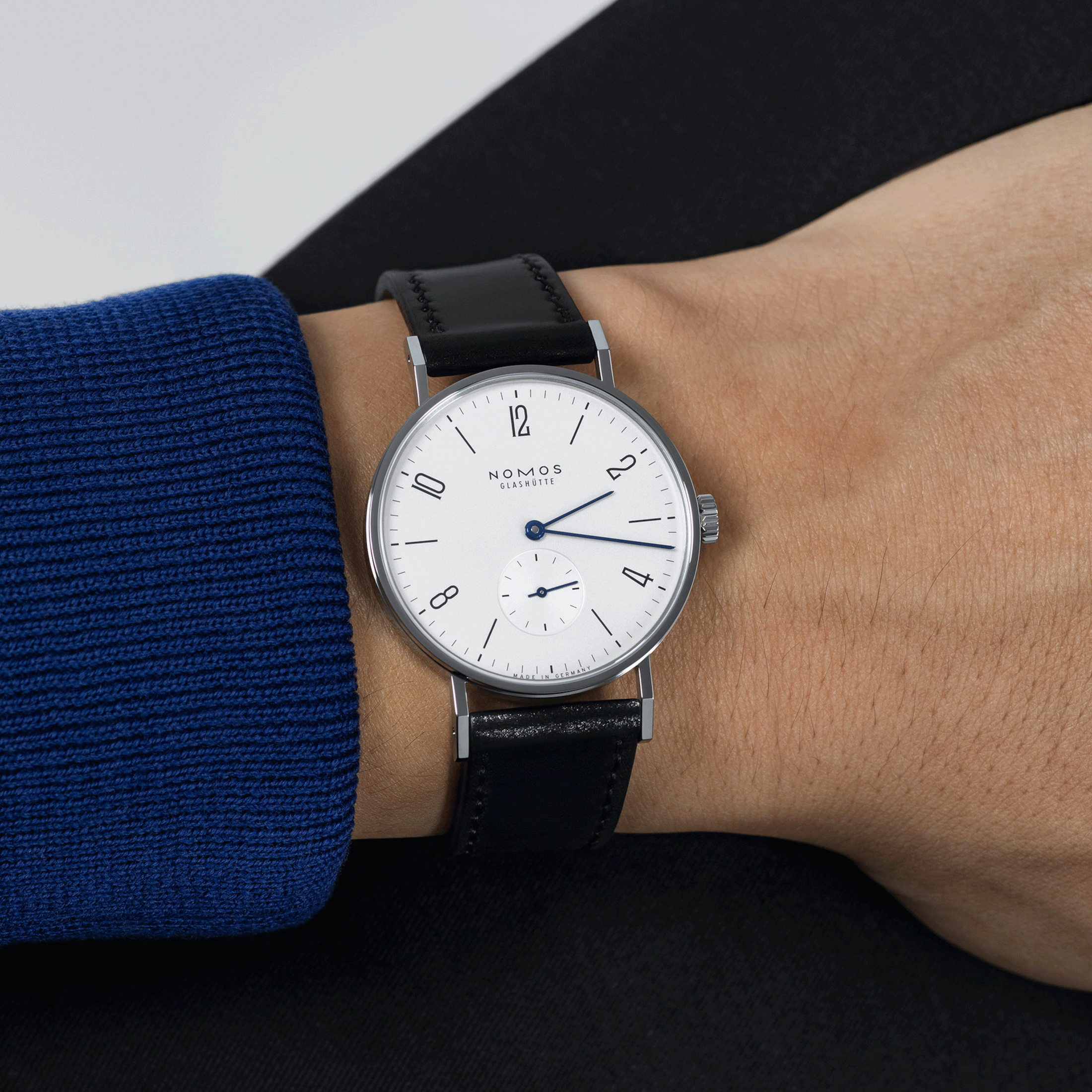 NOMOS Tangente mechanical watch sapphire back sapphire back black genuine leather strap 35 mm
