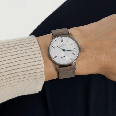 NOMOS Tangente 33 mechanical watch sapphire back sapphire back beige leather strap 32.8 mm