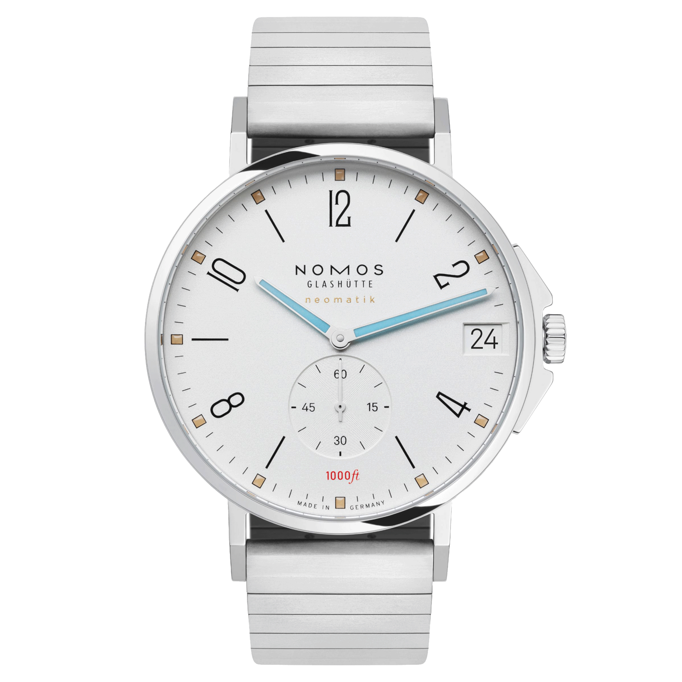 NOMOS Tangente Sport Neomatik 42 automatic watch date silver dial steel bracelet 42 mm