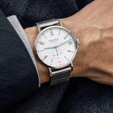 NOMOS Tangente Sport Neomatik 42 automatic watch date silver dial steel bracelet 42 mm