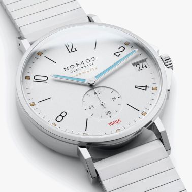 NOMOS Tangente Sport Neomatik 42 automatic watch date silver dial steel bracelet 42 mm