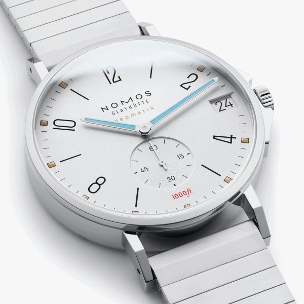 NOMOS Tangente Sport Neomatik 42 automatic watch date silver dial steel bracelet 42 mm