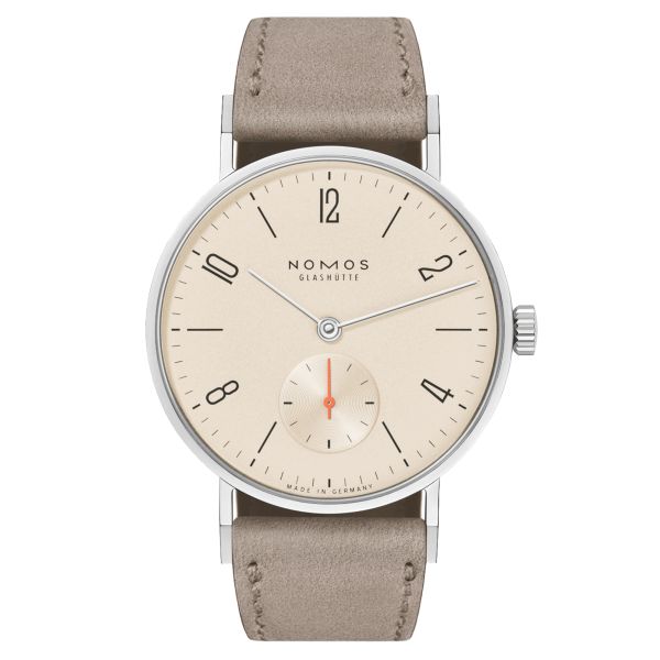 Montre NOMOS Tangente 33 mécanique fond saphir cadran champagne bracelet cuir beige 32,8 mm 151