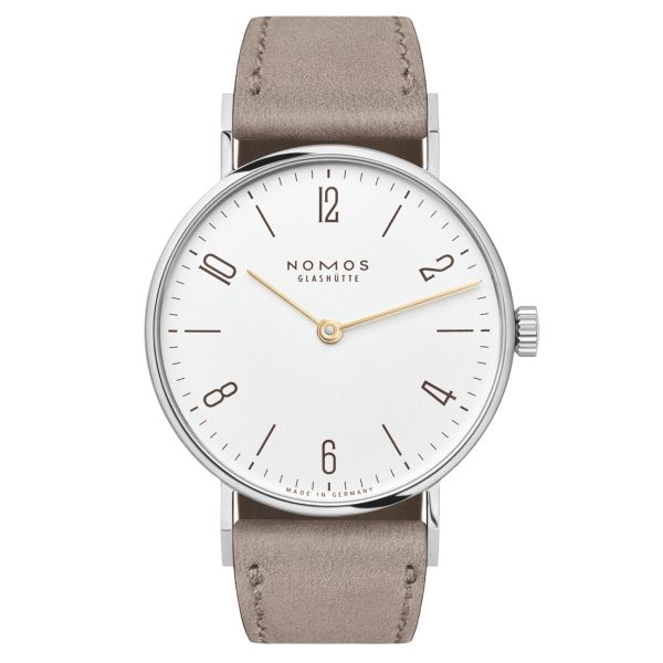 NOMOS Tangente 33 duo mechanical watch sapphire back sapphire back beige leather strap 32.8 mm