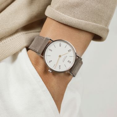 NOMOS Tangente 33 duo mechanical watch sapphire back sapphire back beige leather strap 32.8 mm