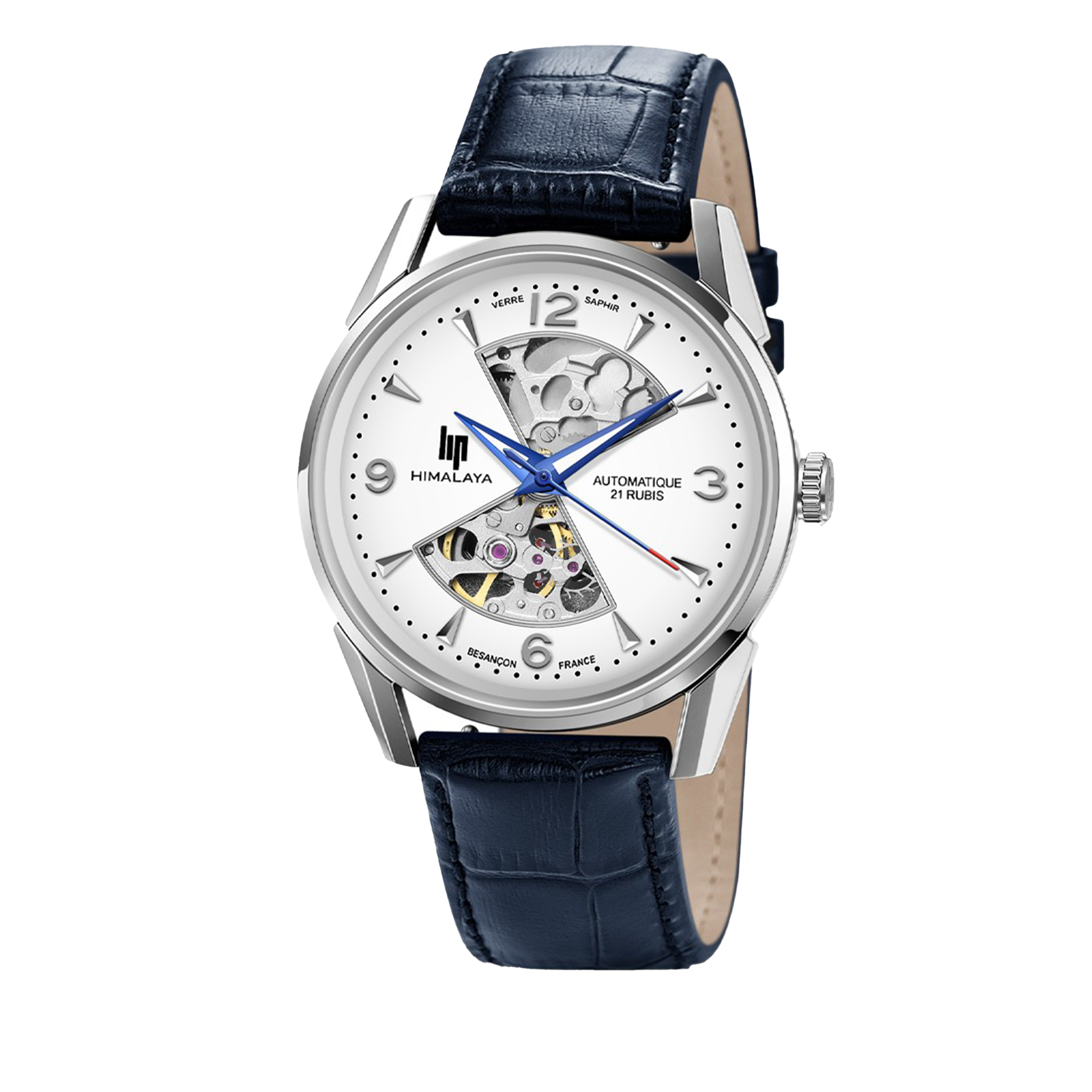 Montre Lip Himalaya Sablier automatique cadran blanc bracelet cuir 40 mm