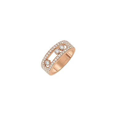 Bague Messika Move Joaillerie S Full Pavée en or rose et diamants - Soldat_PL