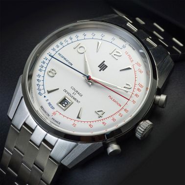 Montre Lip Courage quartz cadran blanc bracelet acier 40 mm