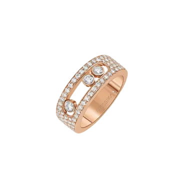 Bague Messika Move Joaillerie S Full Pavée en or rose et diamants - Soldat