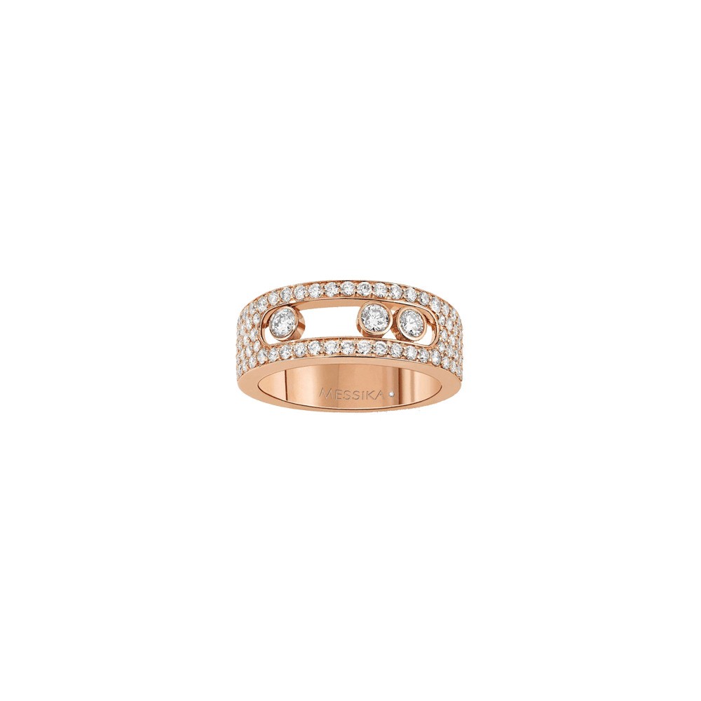 Bague Messika Move Joaillerie S Full Pavée en or rose et diamants - Top