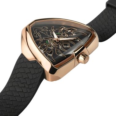 Montre Hamilton Ventura Elvis80 Skeleton automatique cadran noir bracelet caoutchouc noir 42,50 x 44,60 mm H24525332