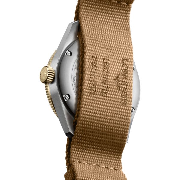 Montre Longines Spirit Zulu Time Steel&Gold automatique cadran noir bracelet NATO brun 39 mm L3.802.5.53.6