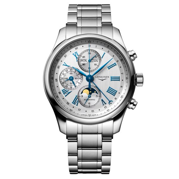 Montre Longines Master Collection automatique chronographe cadran argenté bracelet acier 42 mm L2.773.4.71.6