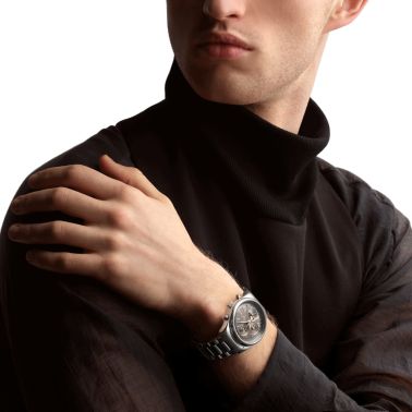 Longines Master Collection automatic chronograph watch anthracite dial steel bracelet 42 mm