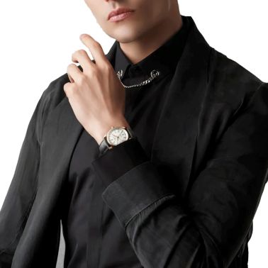 Montre Longines Master Collection GMT Or Rose automatique cadran argent bracelet cuir gris 40 mm L2.844.8.71.2