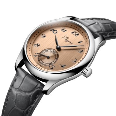 Montre Longines Master Collection automatique cadran saumon bracelet cuir gris 38,5 mm L2.843.4.93.2