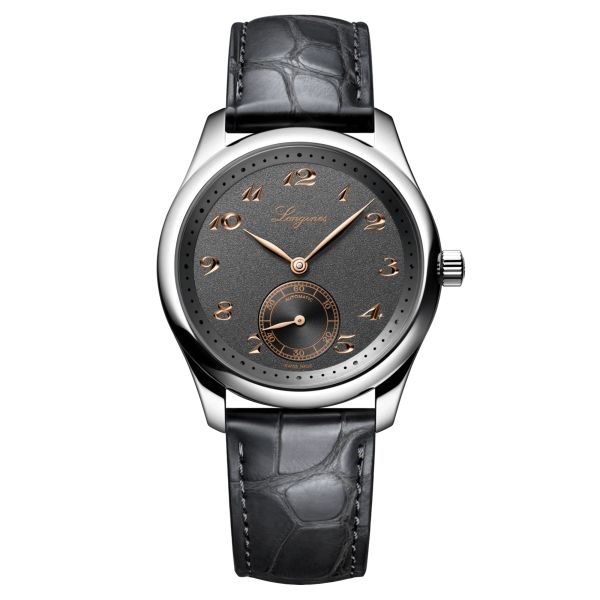 Montre Longines Master Collection automatique cadran anthracite bracelet cuir gris 38,5 mm L2.843.4.63.2