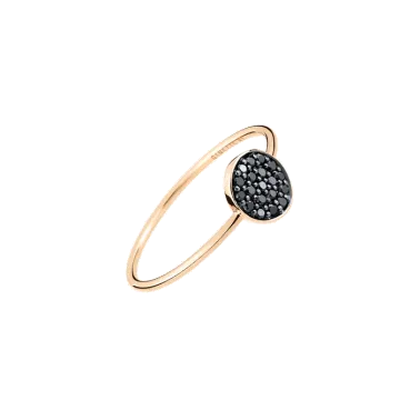 Bague Ginette NY Mini Ever Disc en or rose et diamants noirs