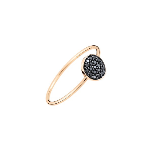 Bague Ginette NY Mini Ever Disc en or rose et diamants noirs - Soldat_PL