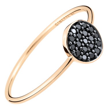 Bague Ginette NY Mini Ever Disc en or rose et diamants noirs