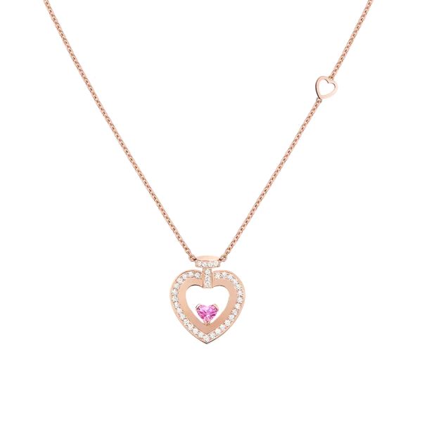Fred Pretty Woman medium model necklace in rose gold, diamonds and pink sapphire
