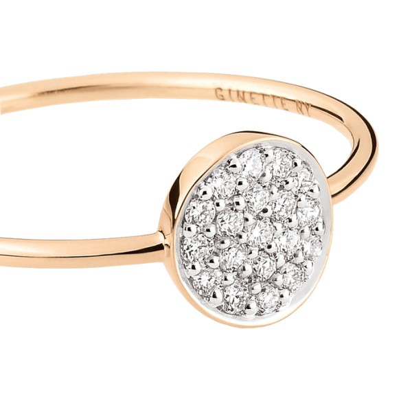 Bague Ginette NY Mini Ever Disc en or rose et diamants