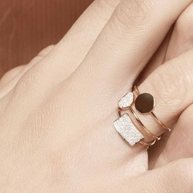 Bague Ginette NY Mini Ever Disc en or rose et diamants