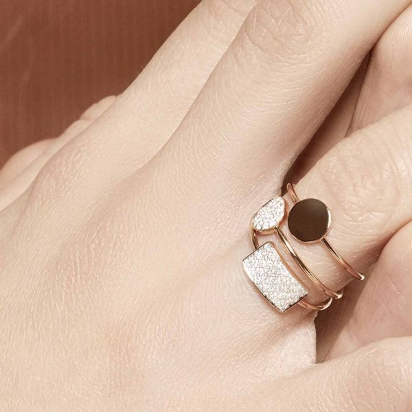 Bague Ginette NY Mini Ever Disc en or rose et diamants