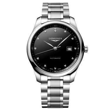 Montre Longines Master Collection automatique index diamants cadran noir bracelet acier 42 mm L2.893.4.57.6