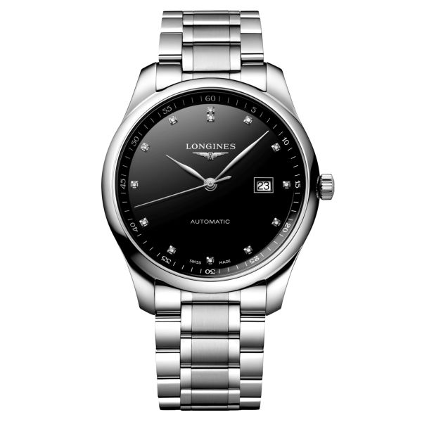 Montre Longines Master Collection automatique index diamants cadran noir bracelet acier 42 mm L2.893.4.57.6