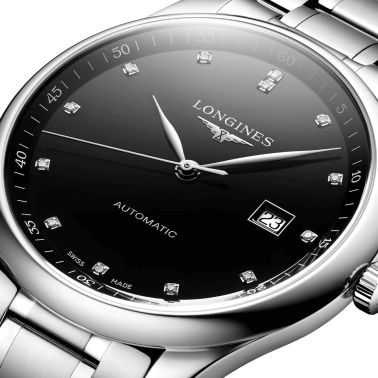 Longines Master Collection automatic watch diamond index black dial steel bracelet 42 mm L2.893.4.57.6