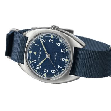 Montre Hamilton Khaki Pilot Pioneer mécanique cadran bleu bracelet textile bleu 36 mm H76419941
