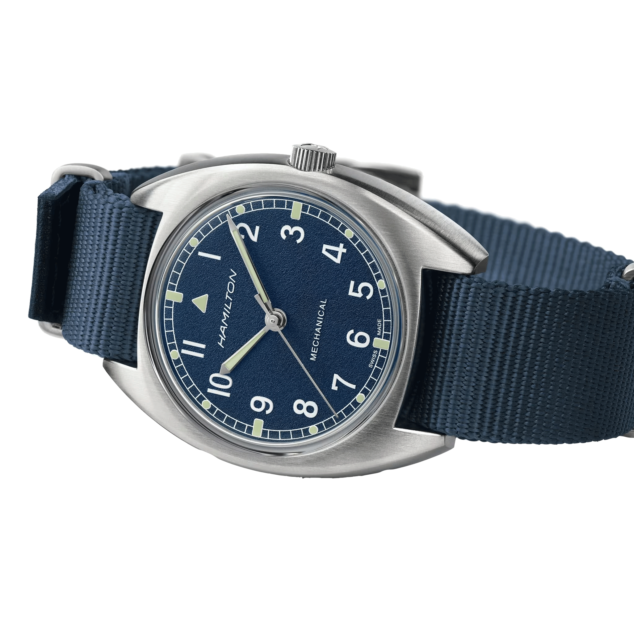 Montre Hamilton Khaki Pilot Pioneer mécanique cadran bleu bracelet textile bleu 36 mm H76419941