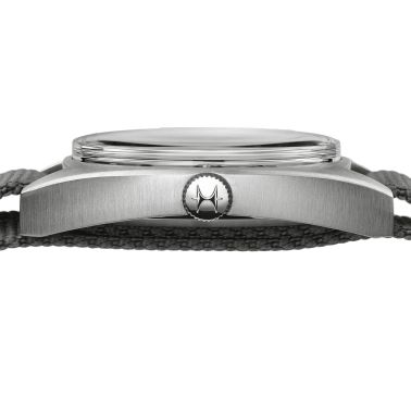 Hamilton Khaki Pilot Pioneer mechanical watch black dial grey textile strap