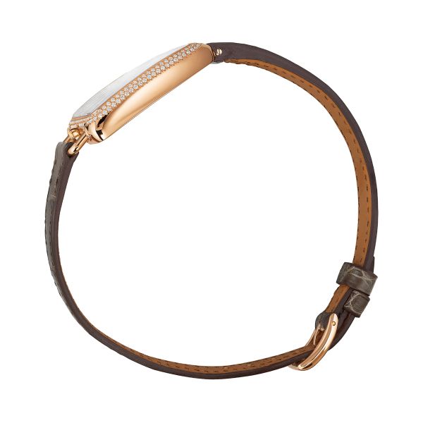 HERMÈS Galop d'Hermès Large Model watch set with quartz silver dial grey leather strap 40 mm