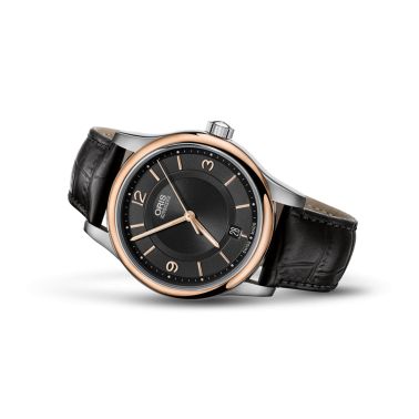 Oris Classic Date automatic black dial leather strap 37 mm