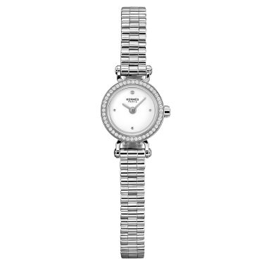 Montre HERMÈS Faubourg Mini Modèle Or Blanc quartz lunette sertie cadran blanc bracelet or blanc 15 mm W049310WW00