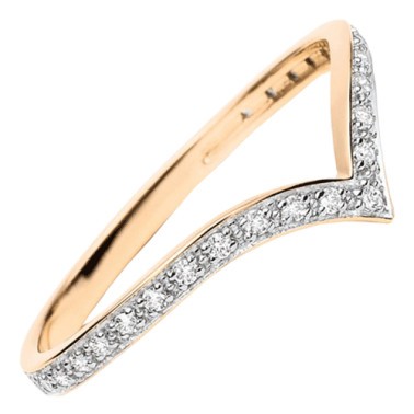 Bague Ginette NY Large Wise en or rose et diamants - Soldat