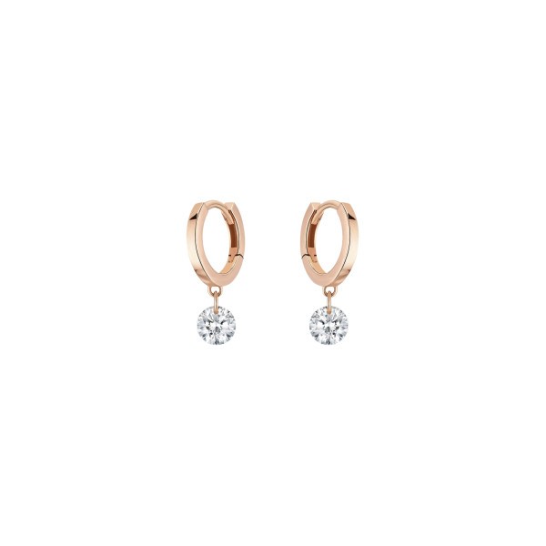 Mini créoles La Brune et La Blonde 360° en or rose 2 diamants taille brillant 2 x 0,20 carat