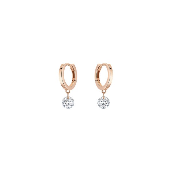 Mini créoles La Brune et La Blonde 360° en or rose 2 diamants taille brillant 2 x 0,20 carat