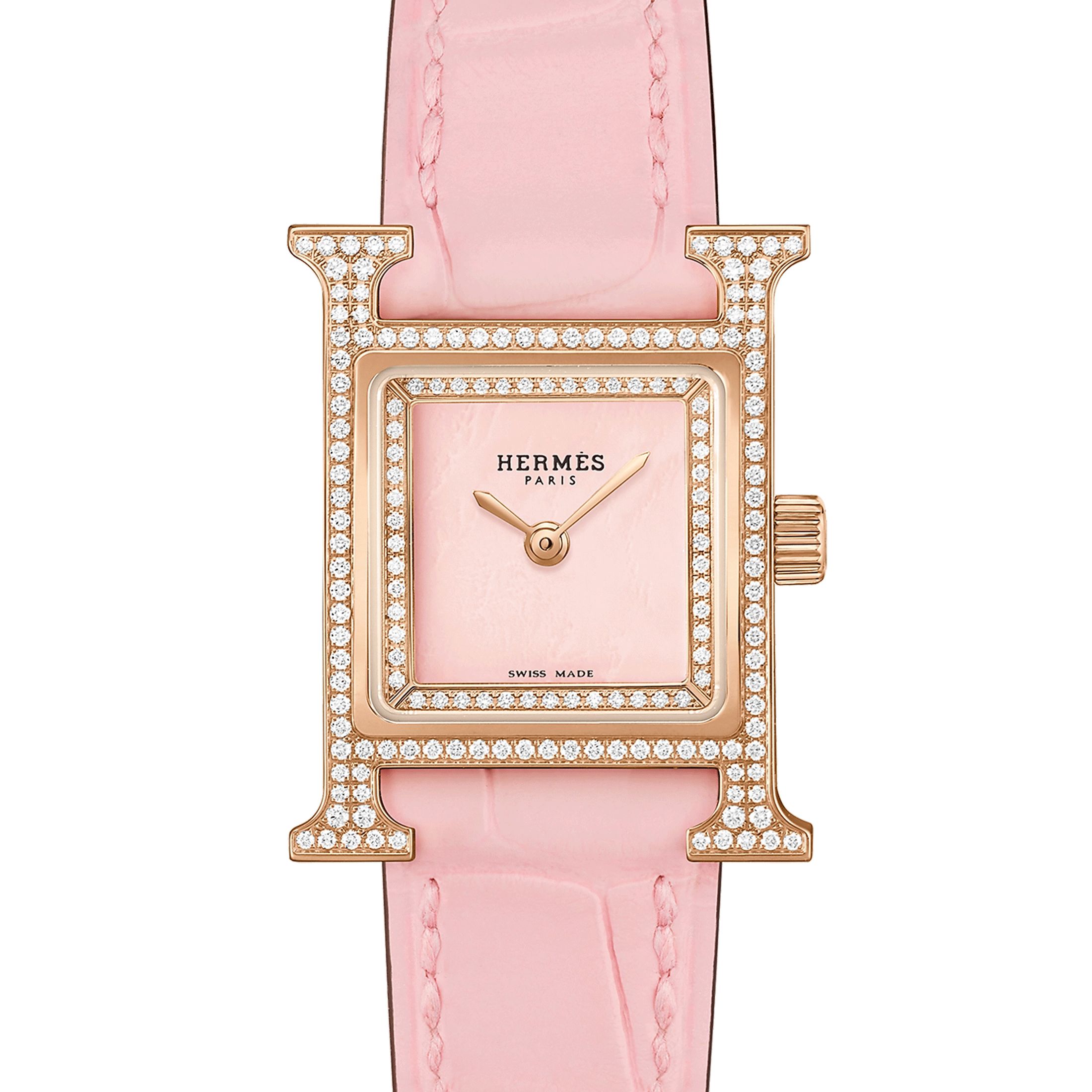 hermes pink watch
