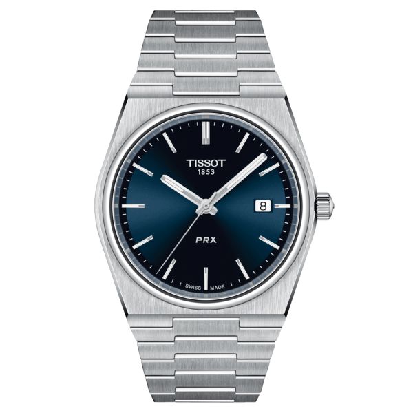 Tissot T-Classic PRX Gent quartz watch with blue dial and 40 mm steel bracelet