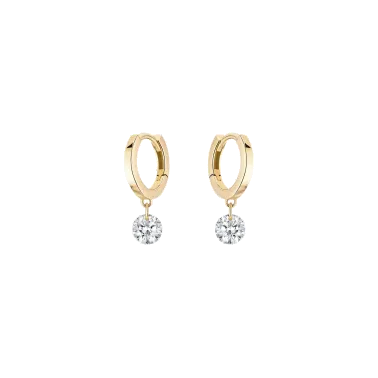 Mini créoles La Brune et La Blonde 360° en or jaune 2 diamants taille brillant 2 x 0,20 carat
