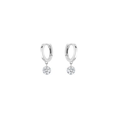 Mini créoles La Brune et La Blonde 360° en or blanc 2 diamants taille brillant 2 x 0,10 carat