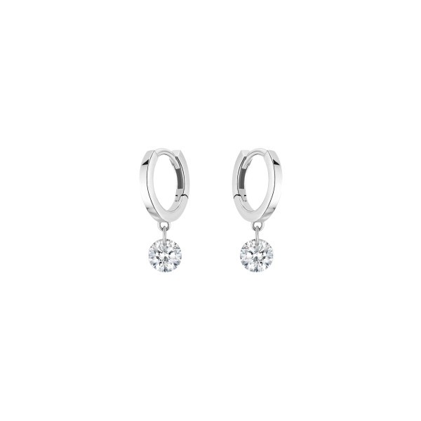 Mini créoles La Brune et La Blonde 360° en or blanc 2 diamants taille brillant 2 x 0,10 carat